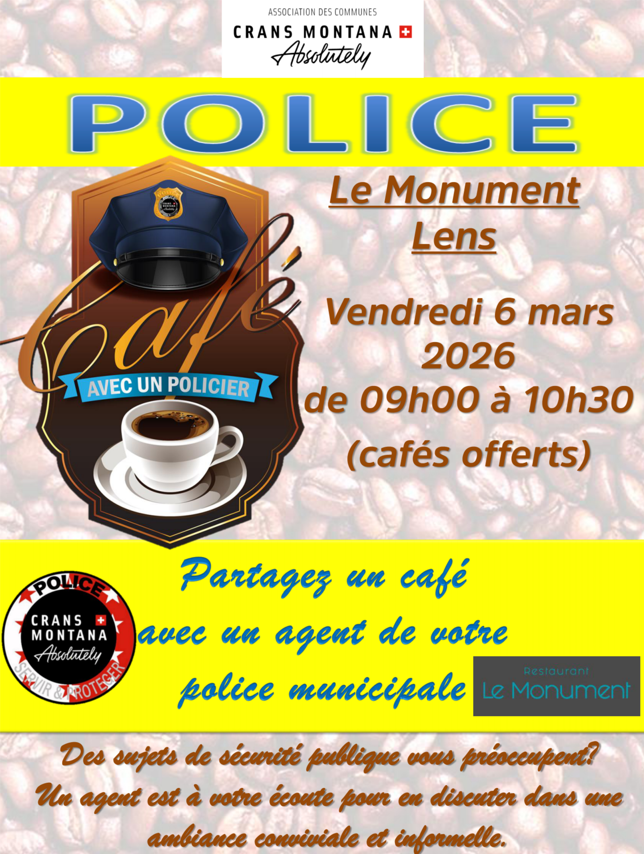Café avec un policier au Monument à Lens